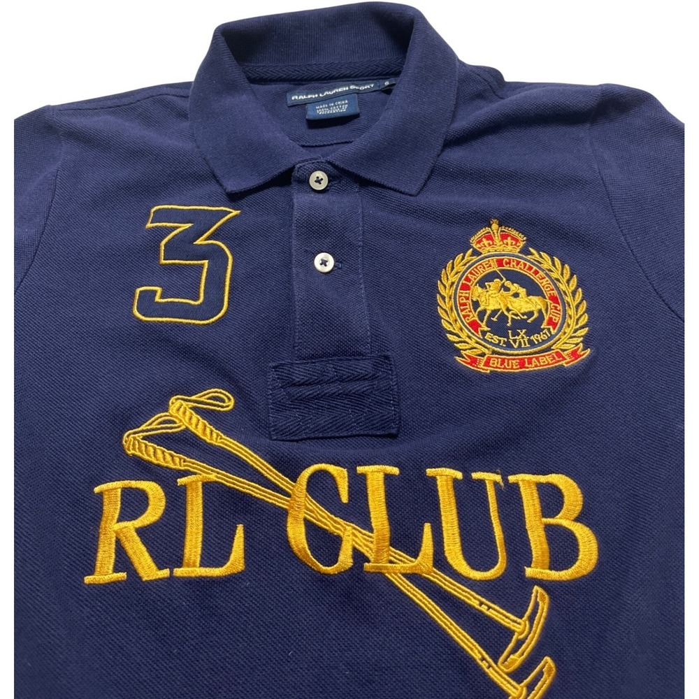 Ralph Lauren Sport Navy Blue RL‎ Club Polo Dress Gold Crest Embroidery Size S